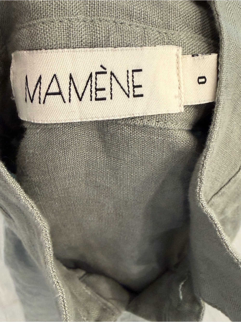 MAMENE Florence Shirt Dress in Limestone Sage Green 100% Linen Size 0 VGUC - Picture 6 of 8